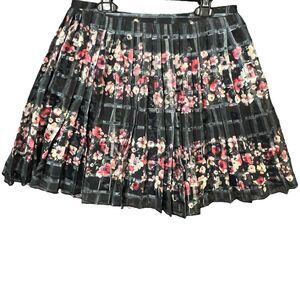 Forever 21 Skirt Pleated Floral Print Lined Short Women Size Medium Zip CS2348